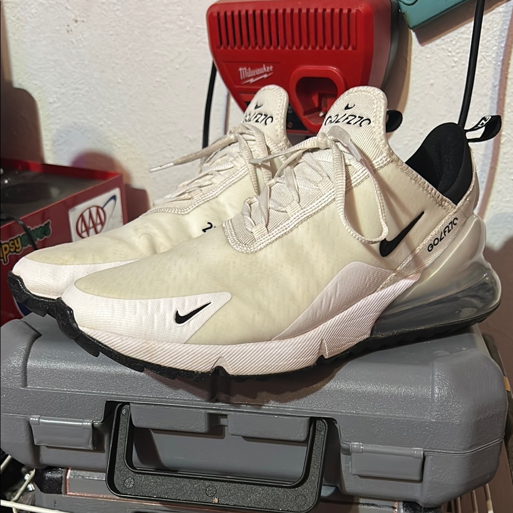 Nike Air Max Golf270 White And Black Men's Golf Shoes